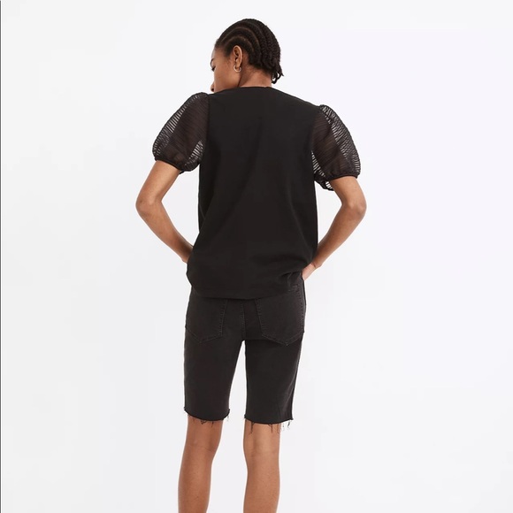 Madewell Black Striped Sheer-Sleeve Knit Top - Picture 3 of 6